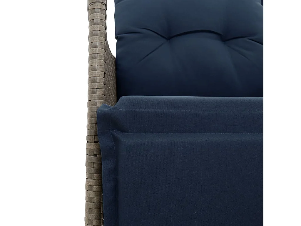 Chaise de jardin inclinable avec coussins en résine tressée grise