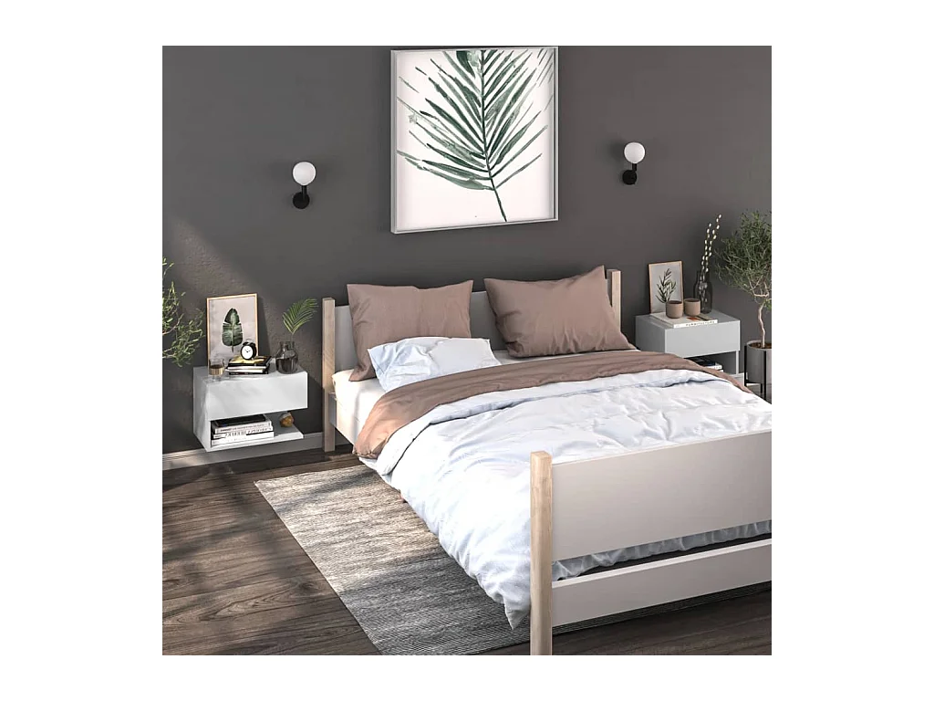 2 comodini bianchi da parete