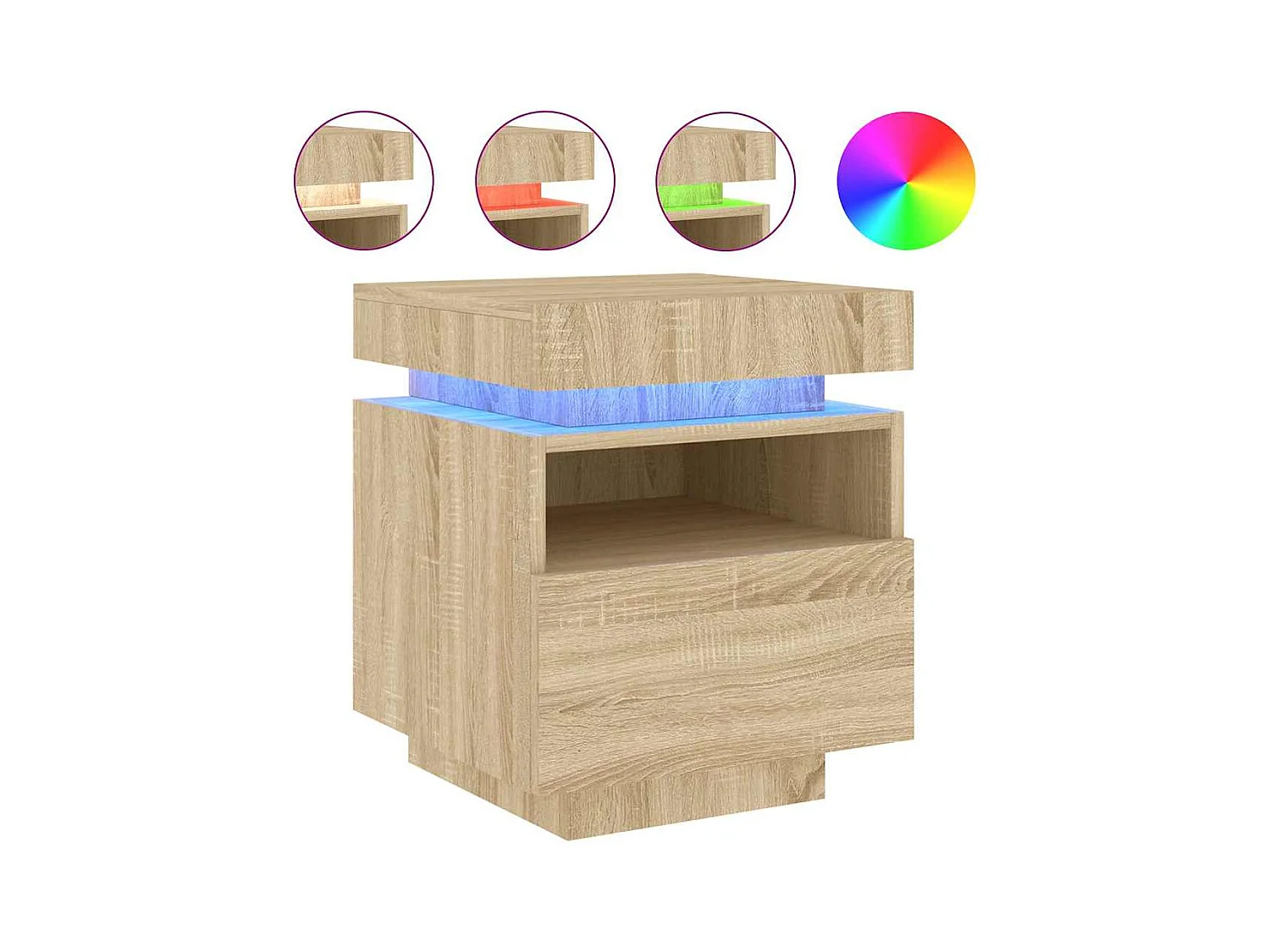 Comodini con luci a LED 2 pezzi in rovere Sonoma