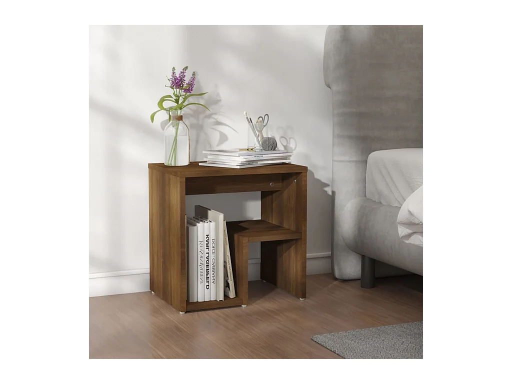 Nachtkastje Bruin eiken 40x30x40 cm Bewerkt hout