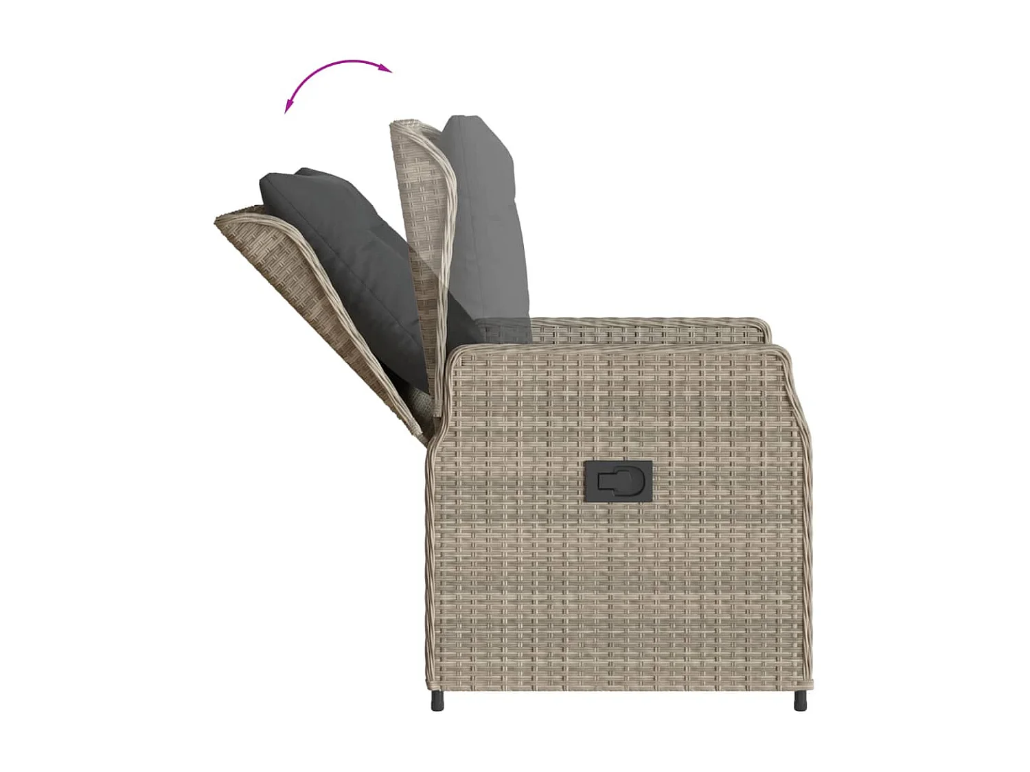 Set van 2 verstelbare tuinstoelen, lichtgrijs, gevlochten hars