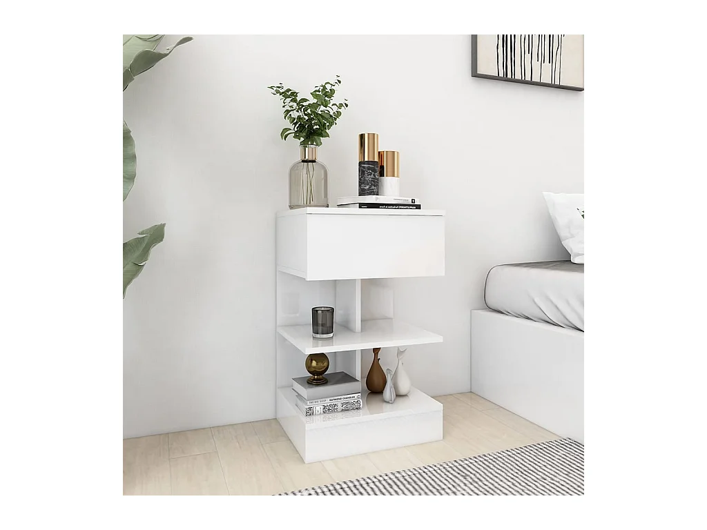 Mesitas de noche 2 uds Blanco brillo 40x35x65 cm