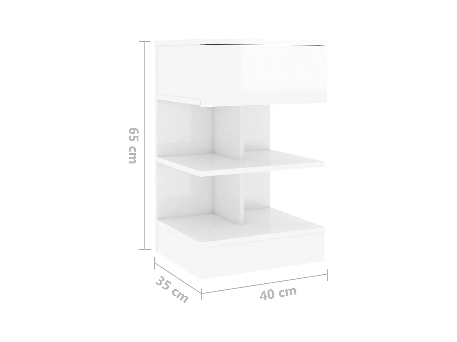 Mesitas de noche 2 uds Blanco brillo 40x35x65 cm