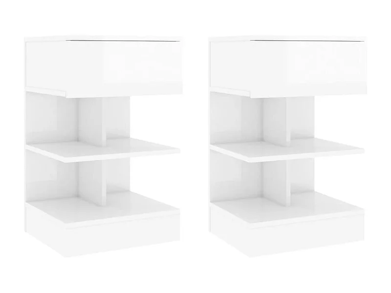 Tables de chevet 2 pcs Blanc brillant 40x35x65 cm