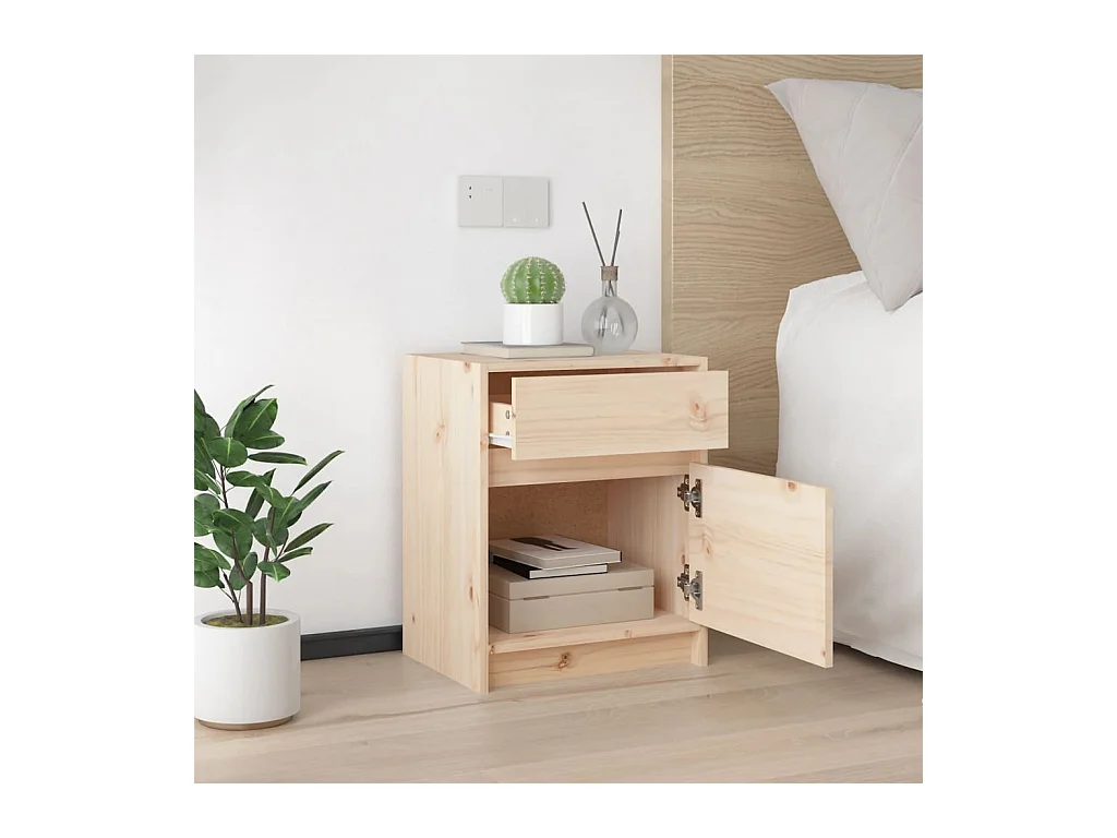 Comodini 2 pz 40x31x50 cm in legno massello di pino