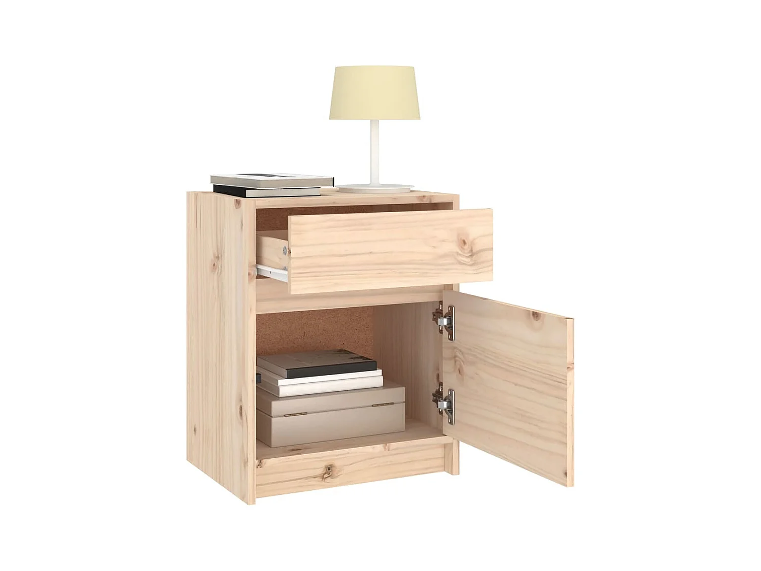 Comodini 2 pz 40x31x50 cm in legno massello di pino