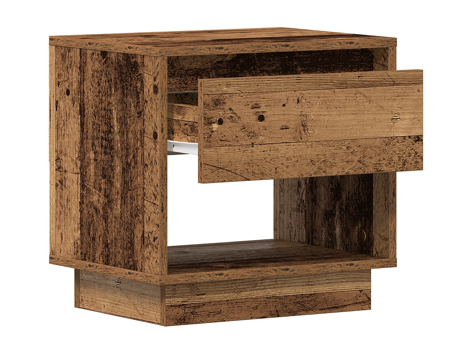 Table de chevet en vieux bois 45x34x44 cm en bois reconstitué