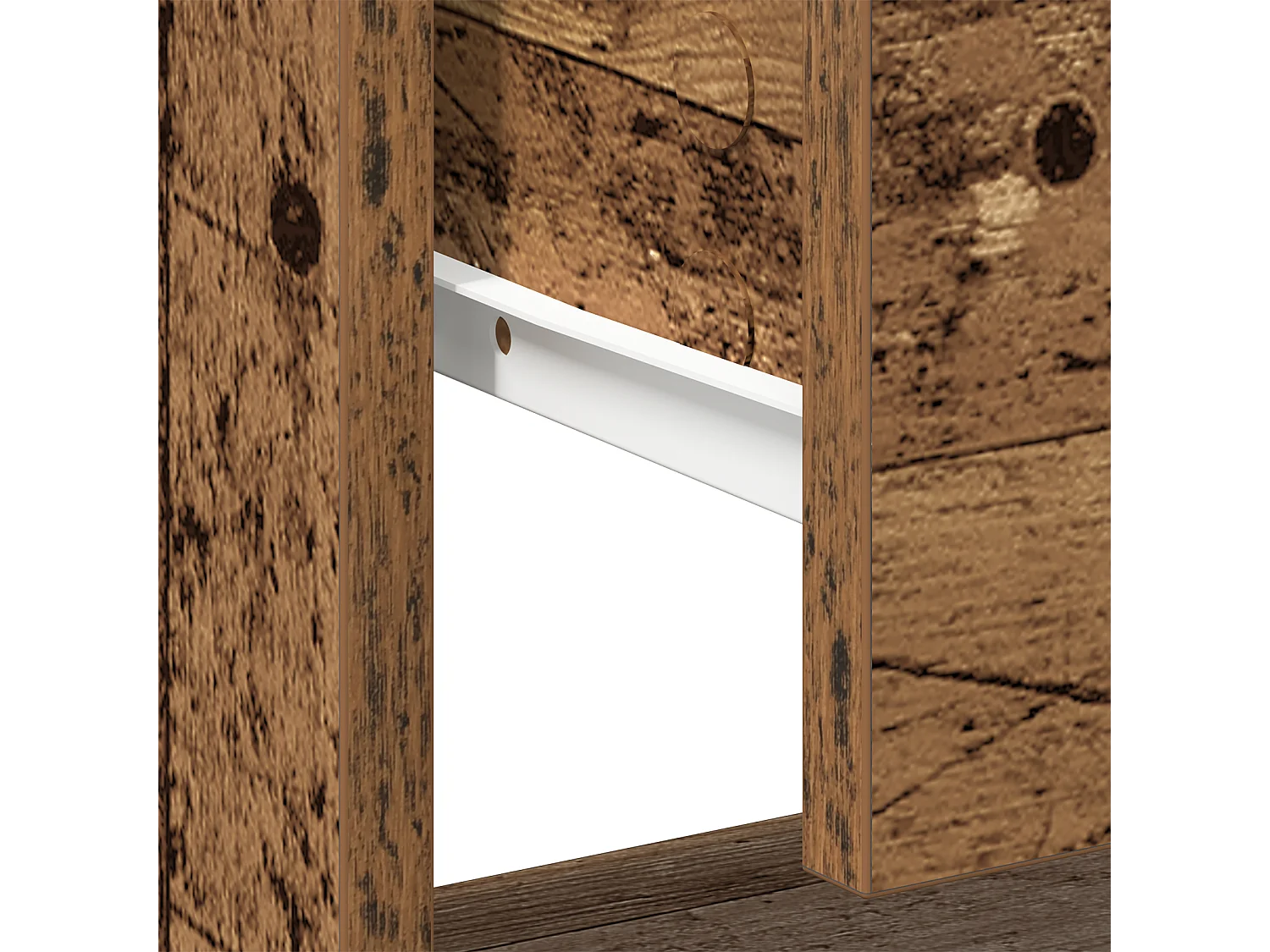 Table de chevet en vieux bois 45x34x44 cm en bois reconstitué