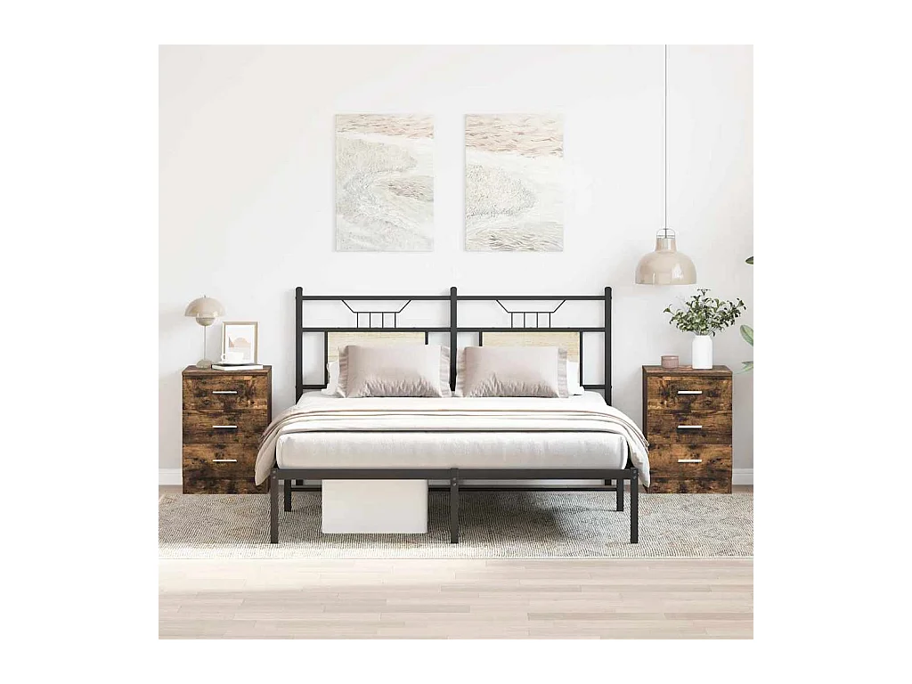 Tables de chevet 2 pcs Chêne fumé 38x35x56 cm Bois d'ingénierie