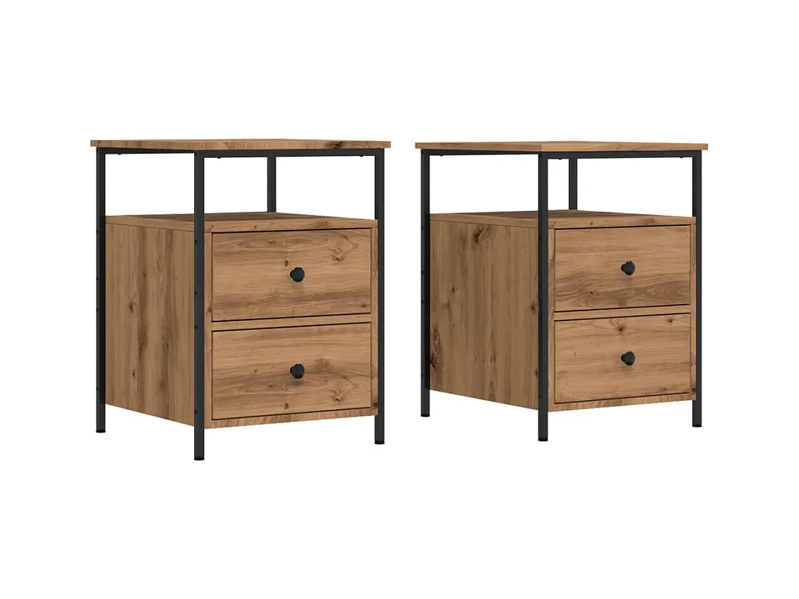 Tables de chevet 2 pcs chêne artisanal bois d'ingénierie