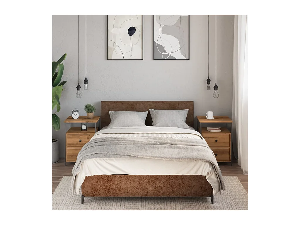 Tables de chevet 2 pcs chêne artisanal bois d'ingénierie