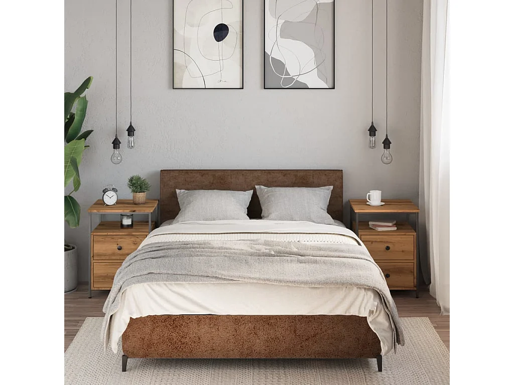 Tables de chevet 2 pcs chêne artisanal bois d'ingénierie