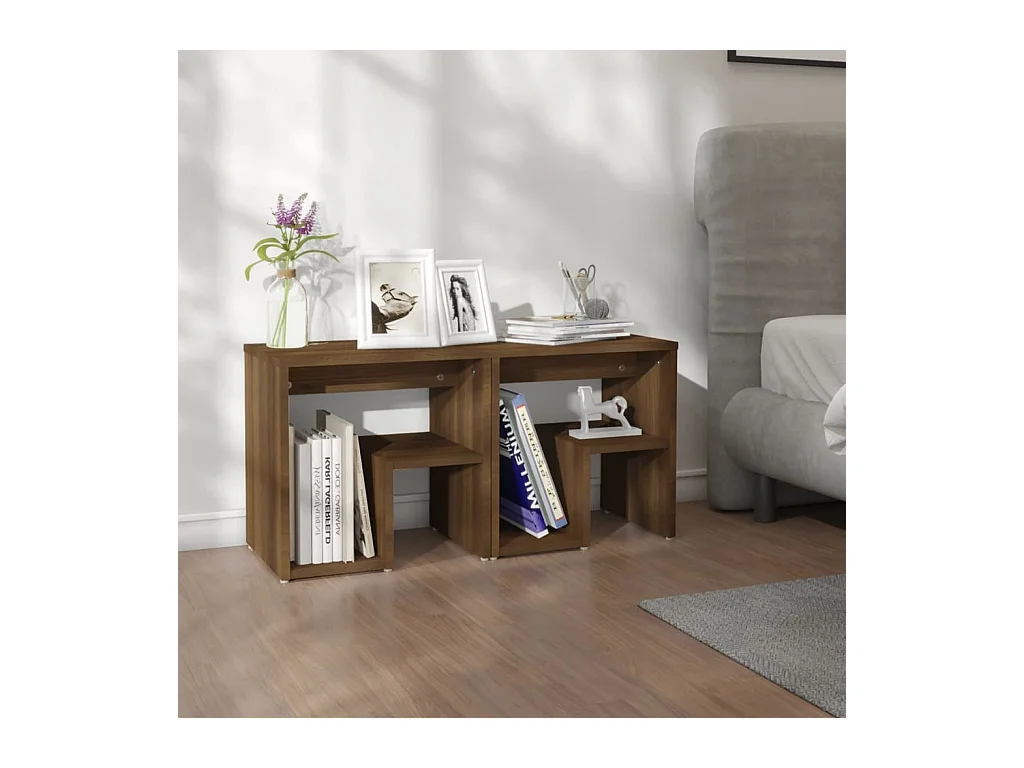 Nachtkastjes 2 stuks Bruin eiken 40x30x40 cm Bewerkt hout