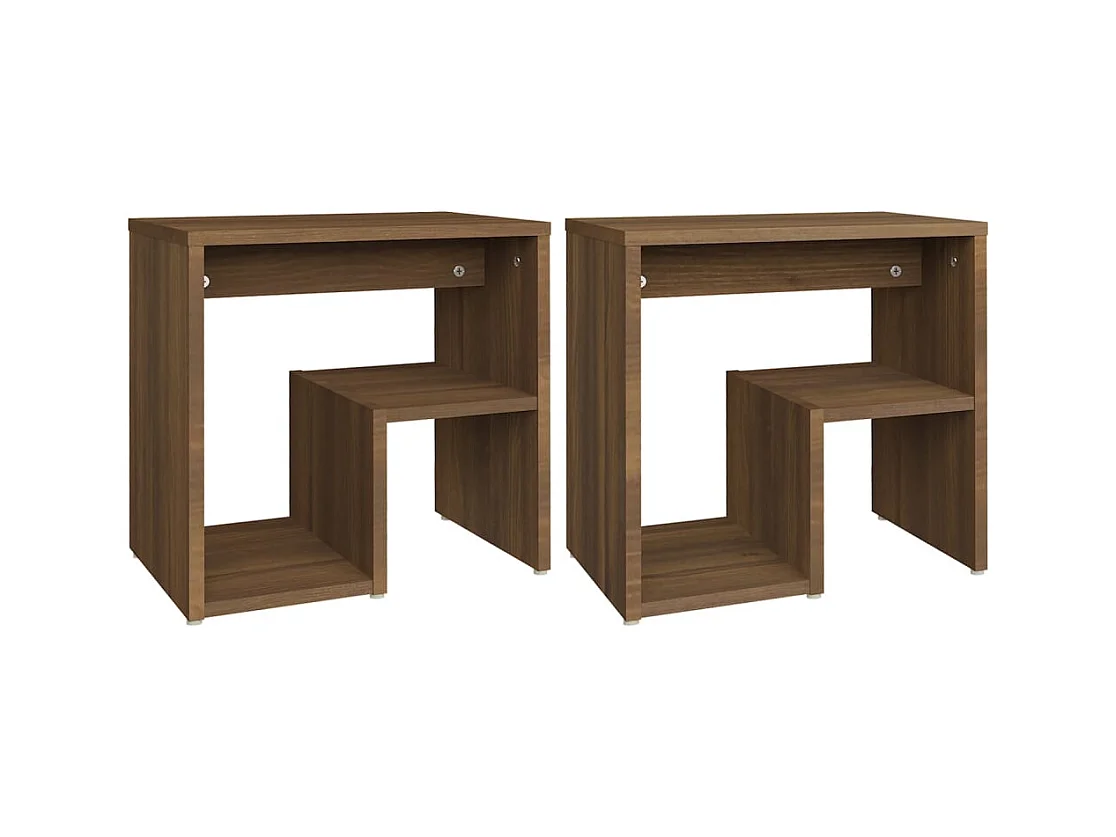 Nachtkastjes 2 stuks Bruin eiken 40x30x40 cm Bewerkt hout