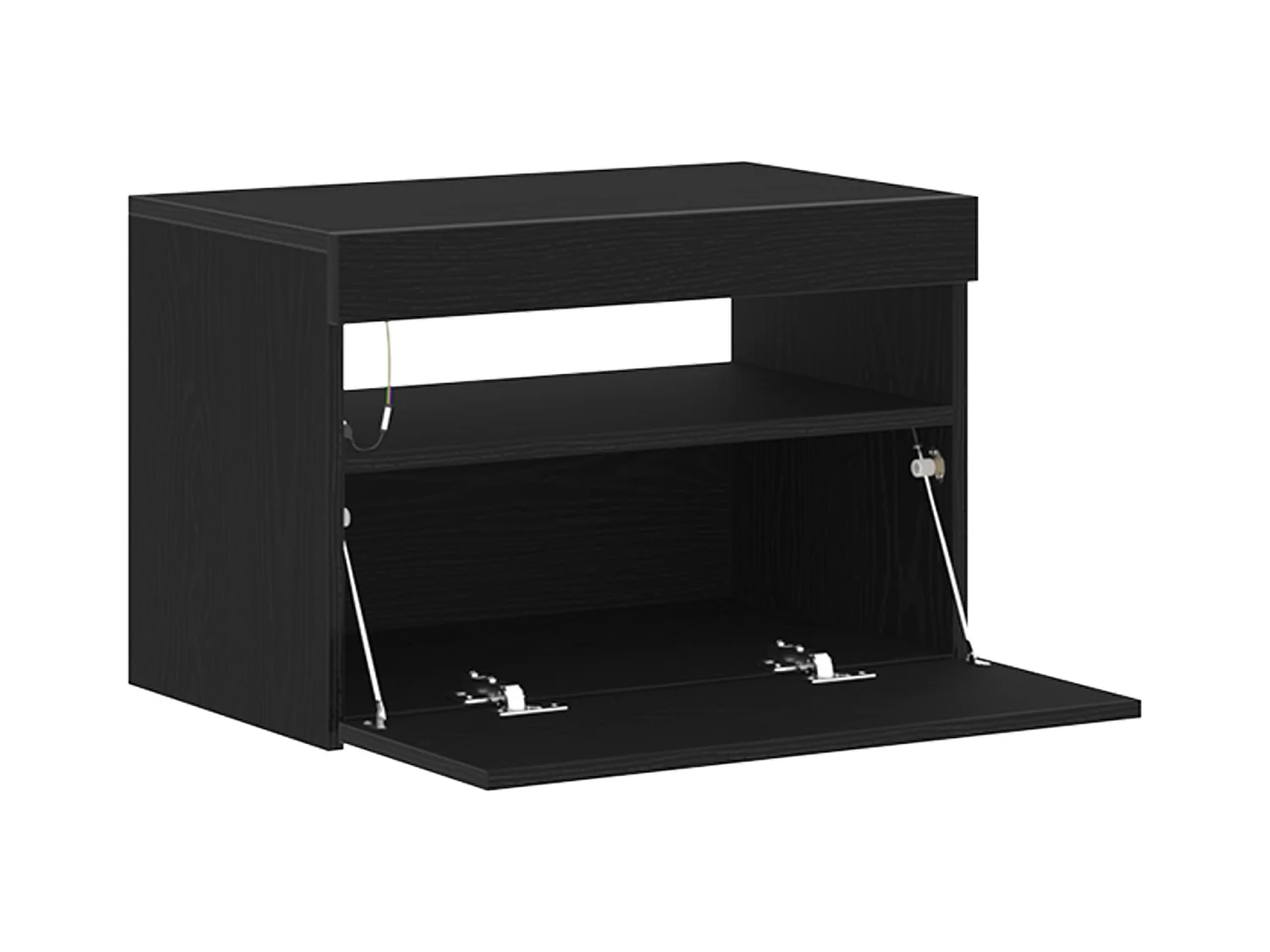 Comodino con luci LED Rovere nero 60x35x40 cm Legno tecnico