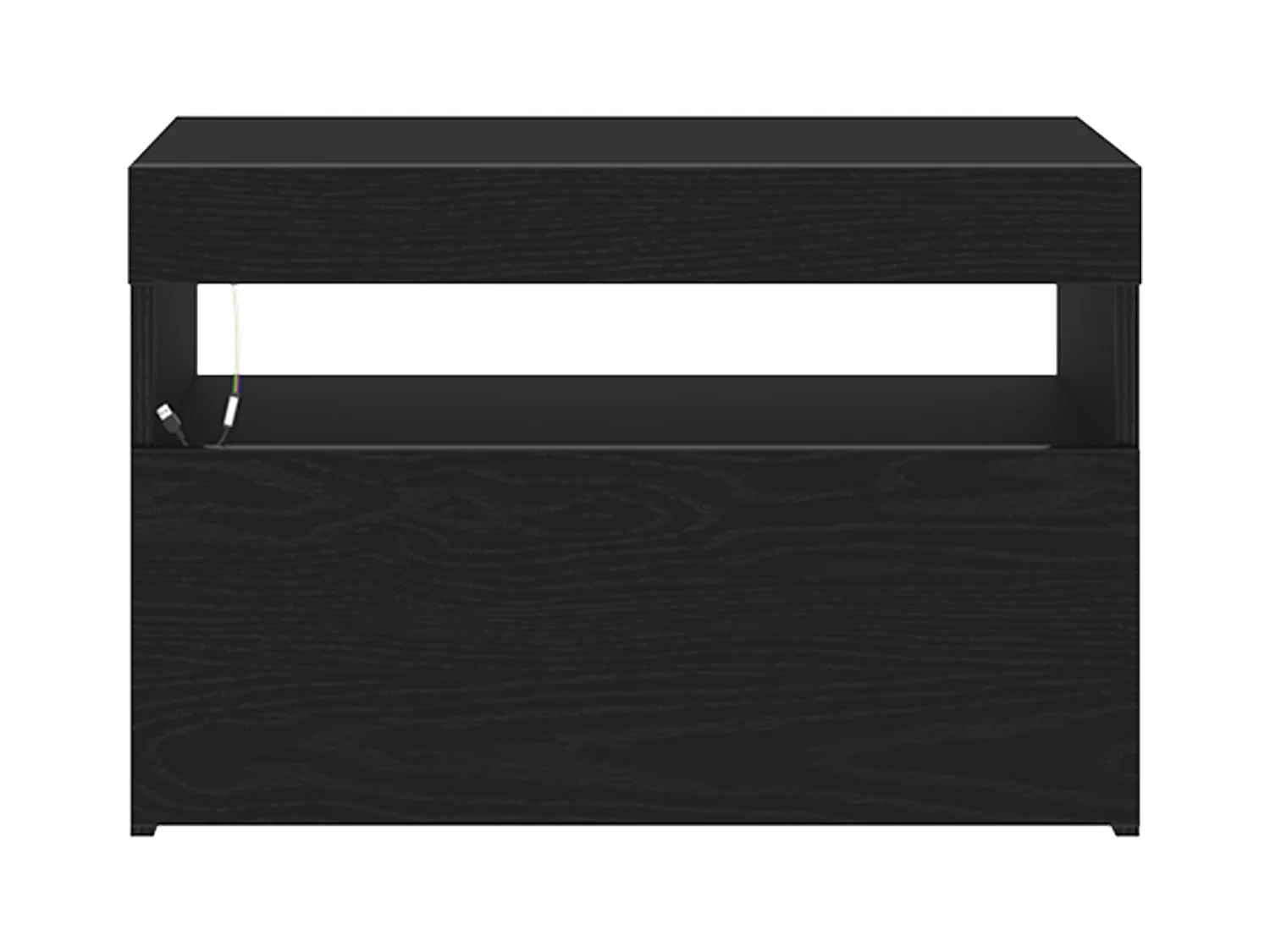 Comodino con luci LED Rovere nero 60x35x40 cm Legno tecnico