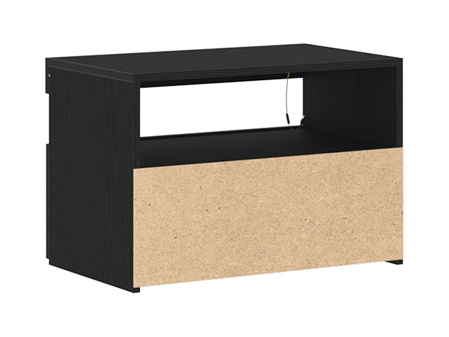 Comodino con luci LED Rovere nero 60x35x40 cm Legno tecnico
