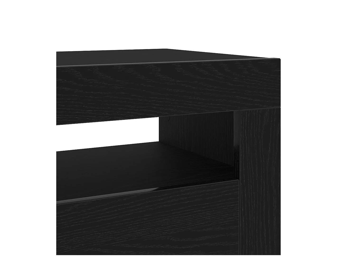 Comodino con luci LED Rovere nero 60x35x40 cm Legno tecnico