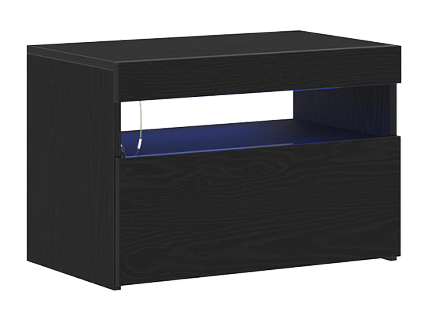Cabinet de chevet avec lumières LED Chêne noir 60x35x40 cm Bois technique