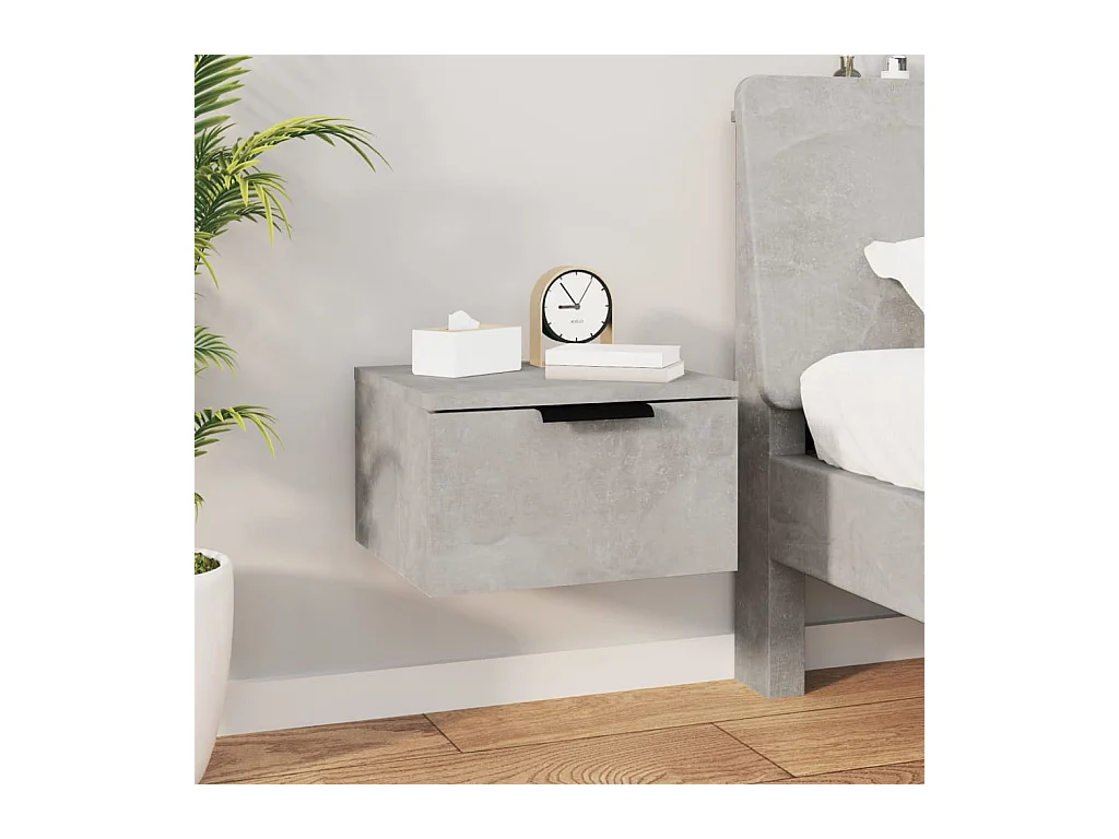 Table de chevet murale Gris béton 34x30x20 cm
