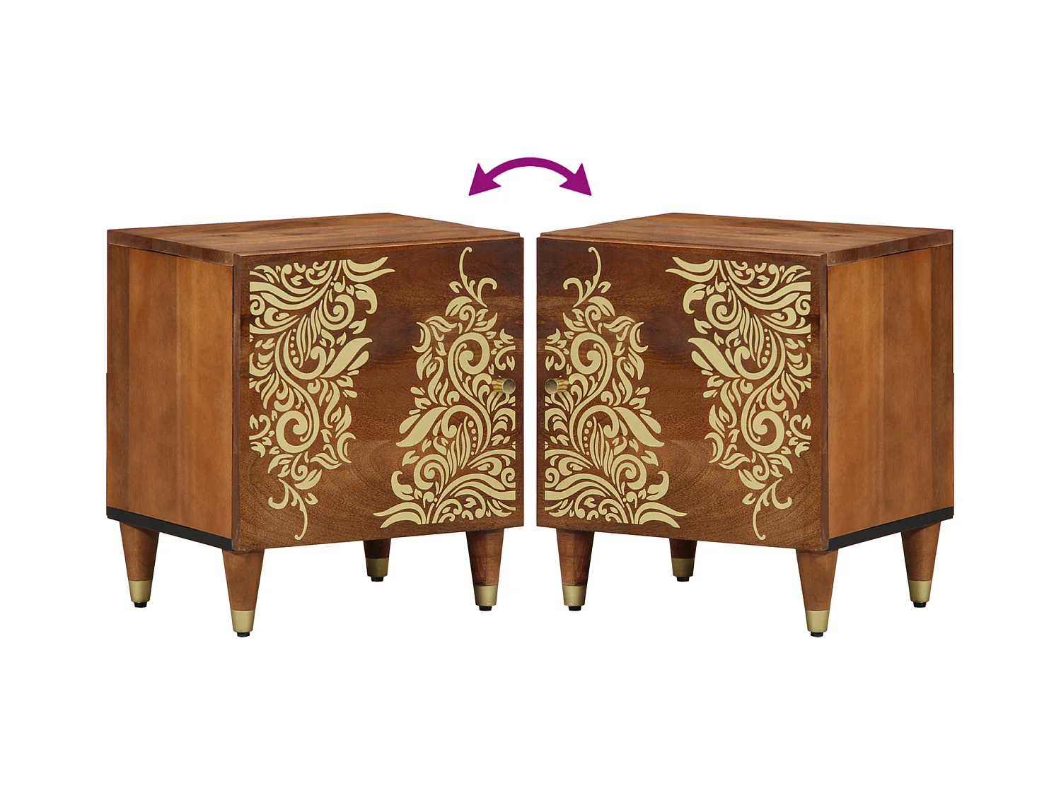 Nachtkastjes 2 stuks 40x33x46 cm massief mangohout