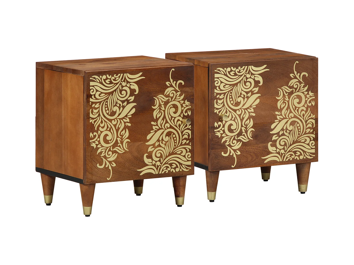 Tables de chevet 2 pcs 40x33x46 cm en bois solide de mangue