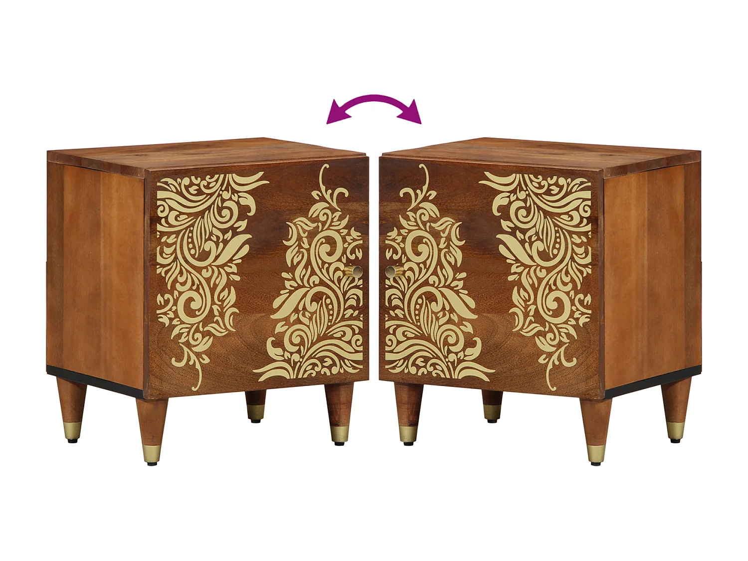 Tables de chevet 2 pcs 40x33x46 cm en bois solide de mangue