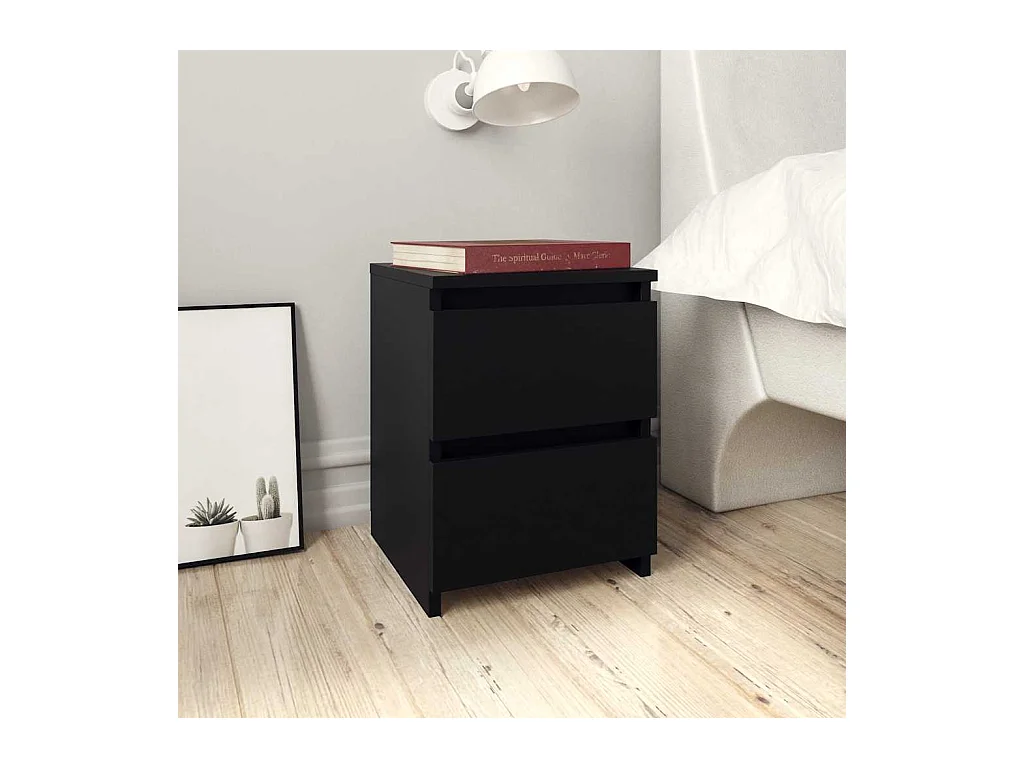 Comodini 2 pz Nero 30x30x40 cm Legno composito