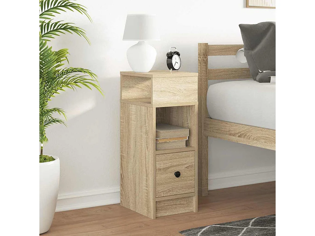 Comodino con cassetto, rovere Sonoma, 25x31x66 cm
