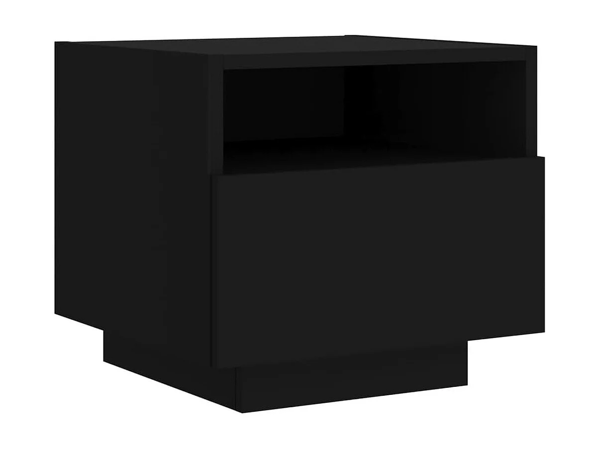 Table de chevet avec lumières LED noir 40x39x37 cm