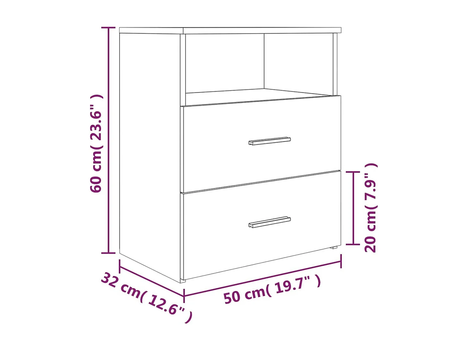 Tables de chevet 2 pcs Sonoma gris 50x32x60 cm