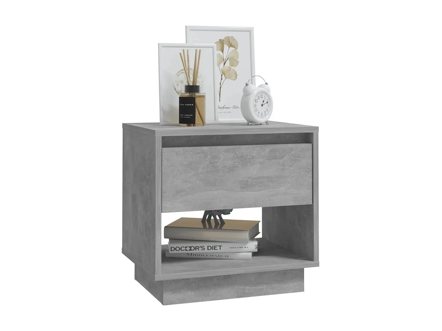 Table de chevet Gris béton 45x34x44 cm Bois d'ingénierie