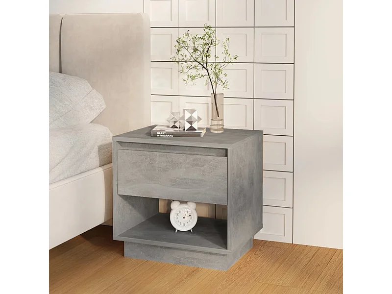 Table de chevet Gris béton 45x34x44 cm Bois d'ingénierie