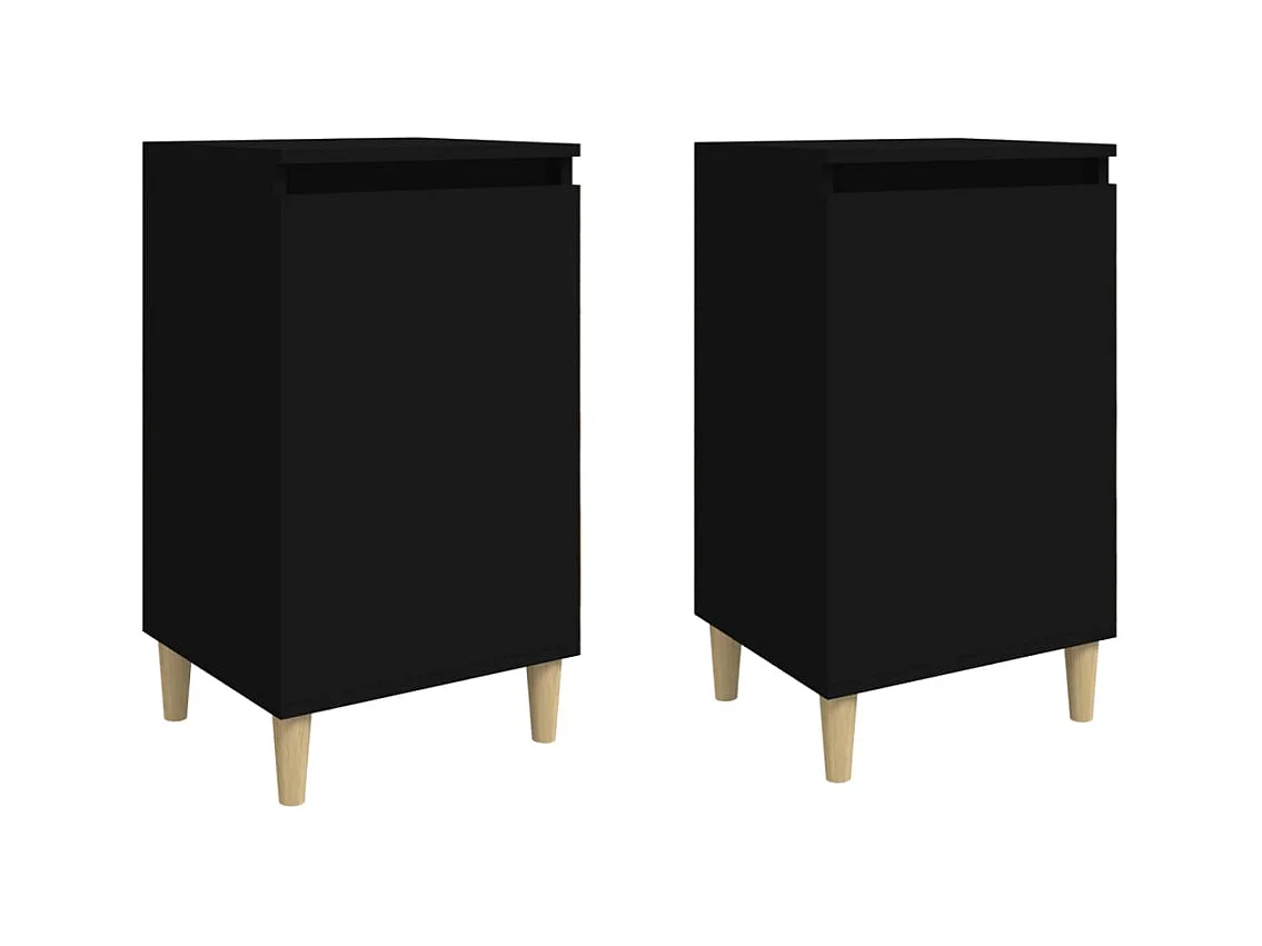 Comodini 2 pezzi neri 40x35x70 cm in legno ingegnerizzato