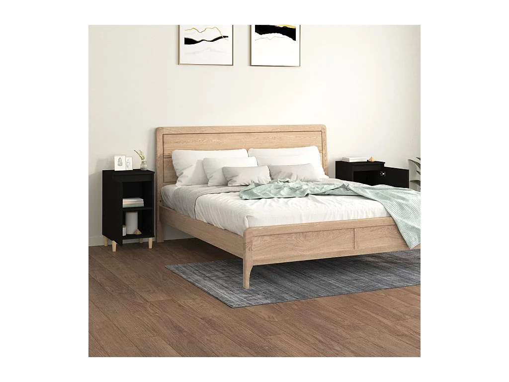 Comodini 2 pezzi neri 40x35x70 cm in legno ingegnerizzato