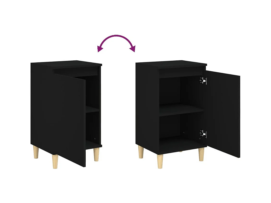 Comodini 2 pezzi neri 40x35x70 cm in legno ingegnerizzato