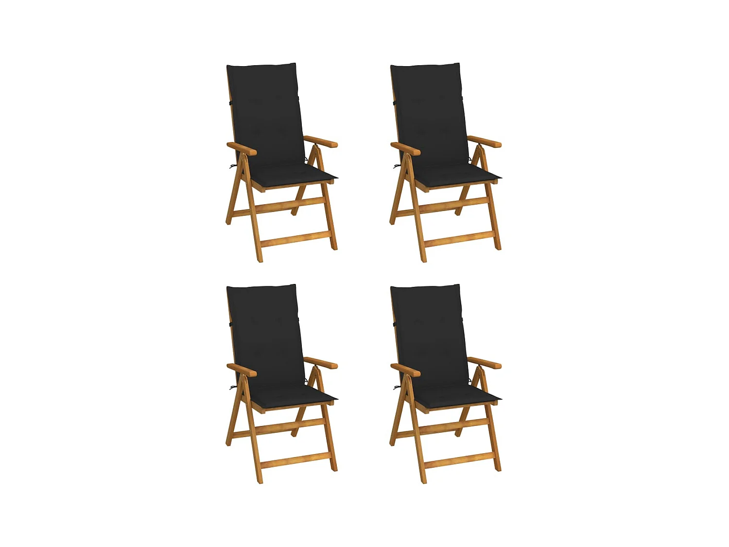 Chaises inclinables de jardin lot de 4 et coussins Bois acacia