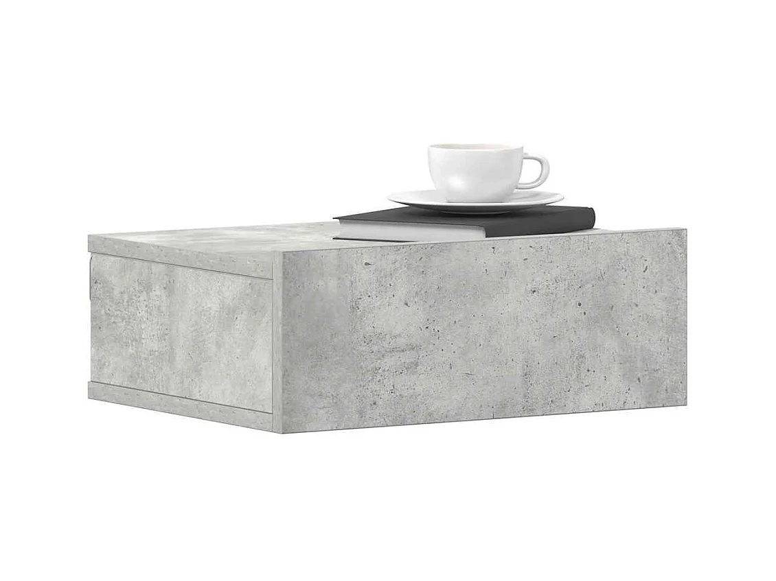 Comodino sospeso grigio cemento in legno ingegnerizzato