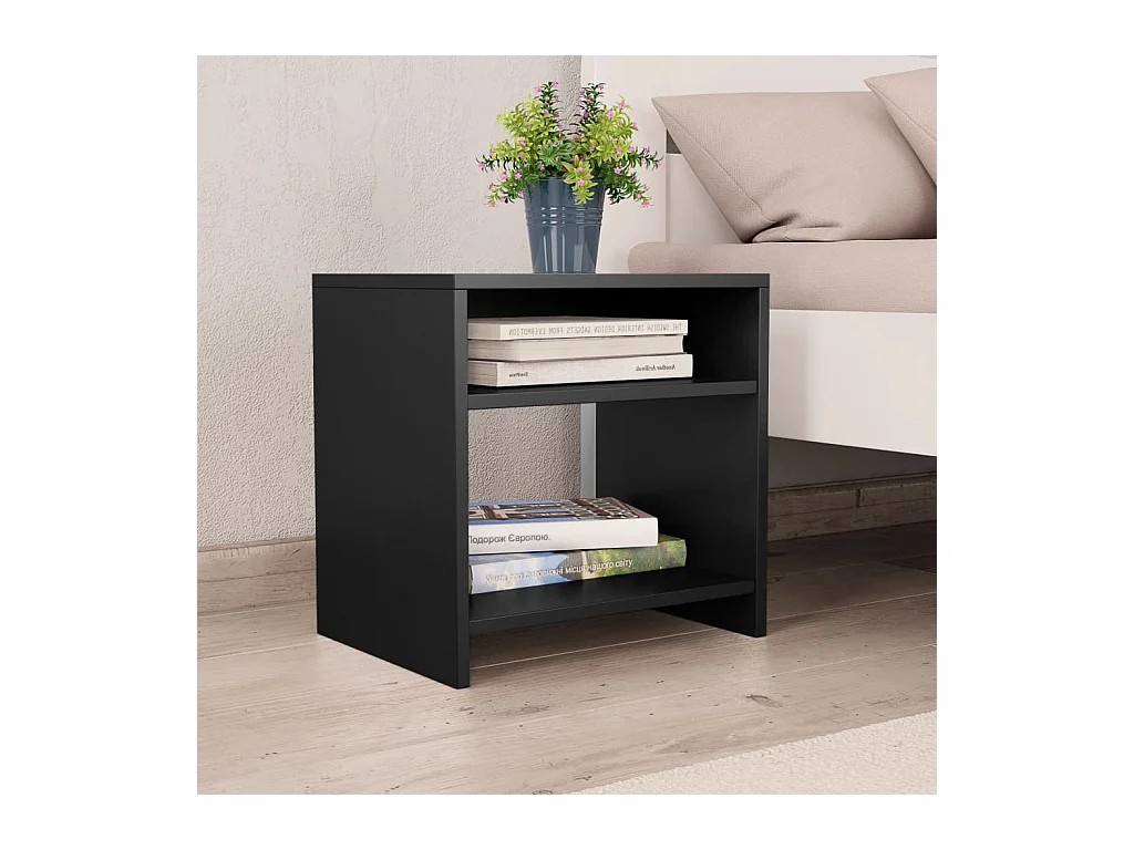 Comodino nero 40x30x40 cm in legno ingegnerizzato