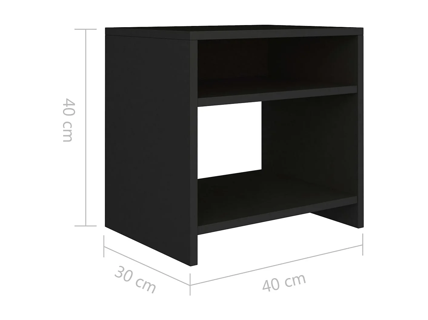 Comodino nero 40x30x40 cm in legno ingegnerizzato