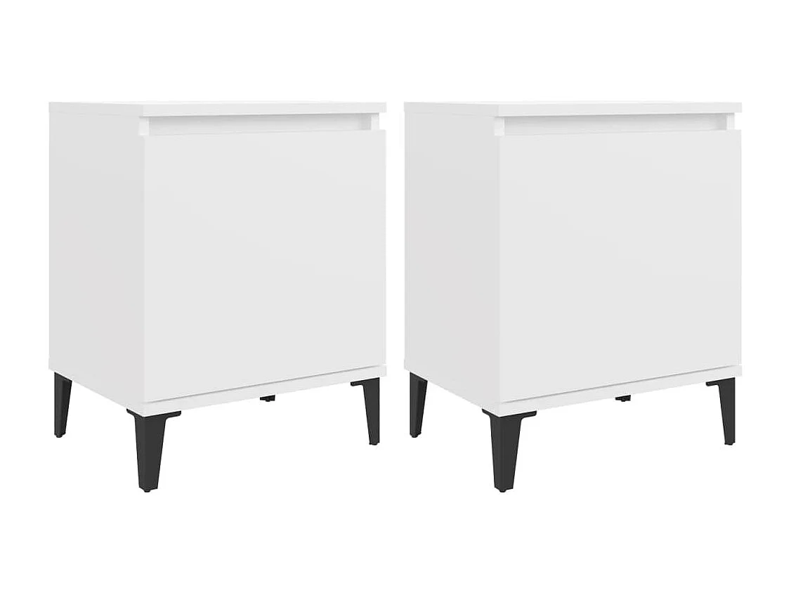 Tables de chevet avec pieds en métal blanc 40x30x50 cm