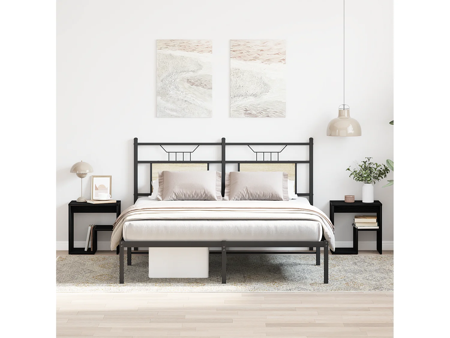 Cómodas de noche 2 piezas Roble negro 40x30x40 cm Madera de ingeniería