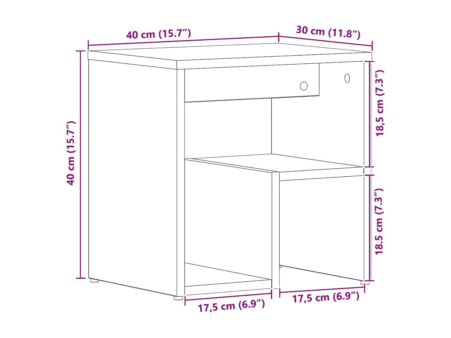 Cómodas de noche 2 piezas Roble negro 40x30x40 cm Madera de ingeniería