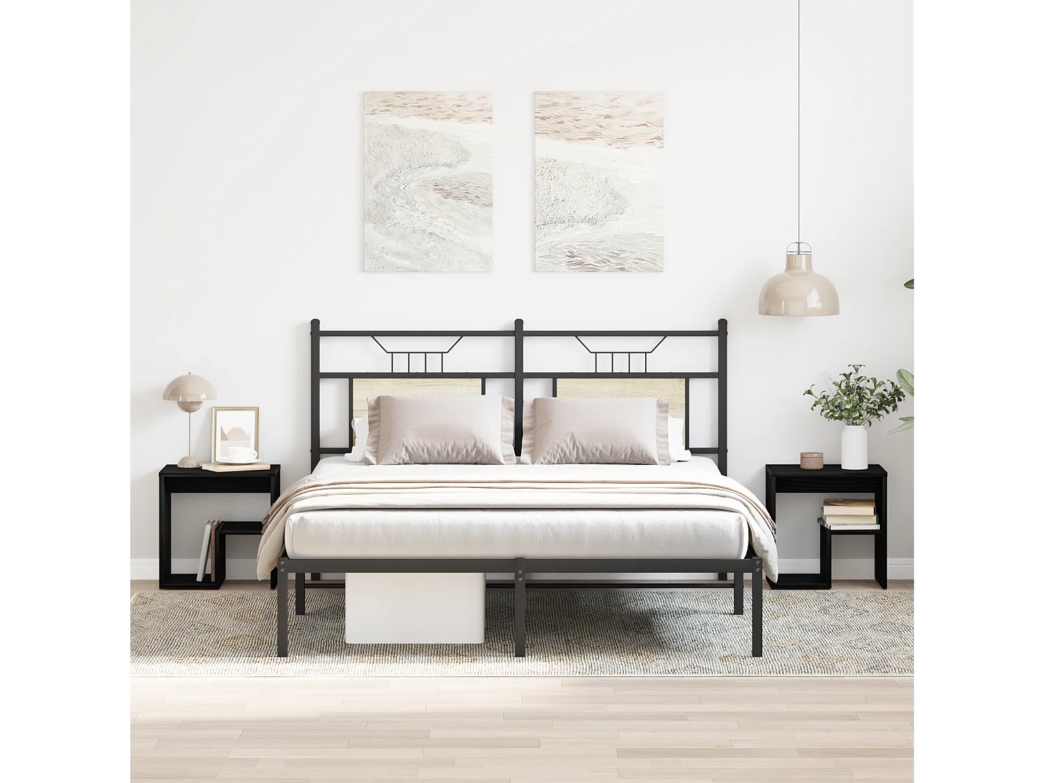 Cómodas de noche 2 piezas Roble negro 40x30x40 cm Madera de ingeniería