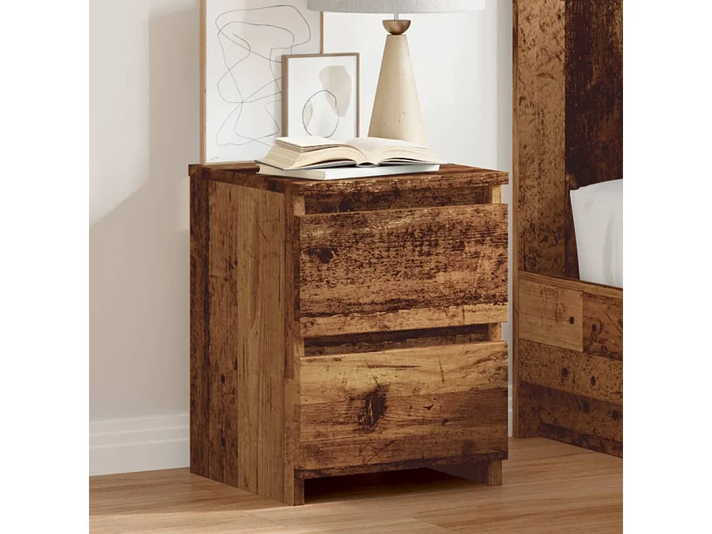 Table de chevet vieux bois 30x30x40 cm bois d'ingénierie