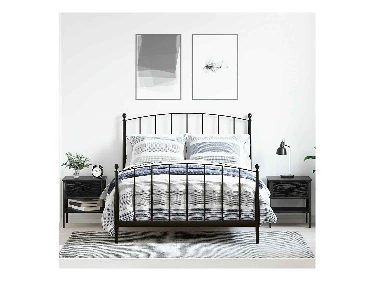 Nachtkastjes 2 stuks Zwarte Eiken 40x42x45 cm Bewerkt hout