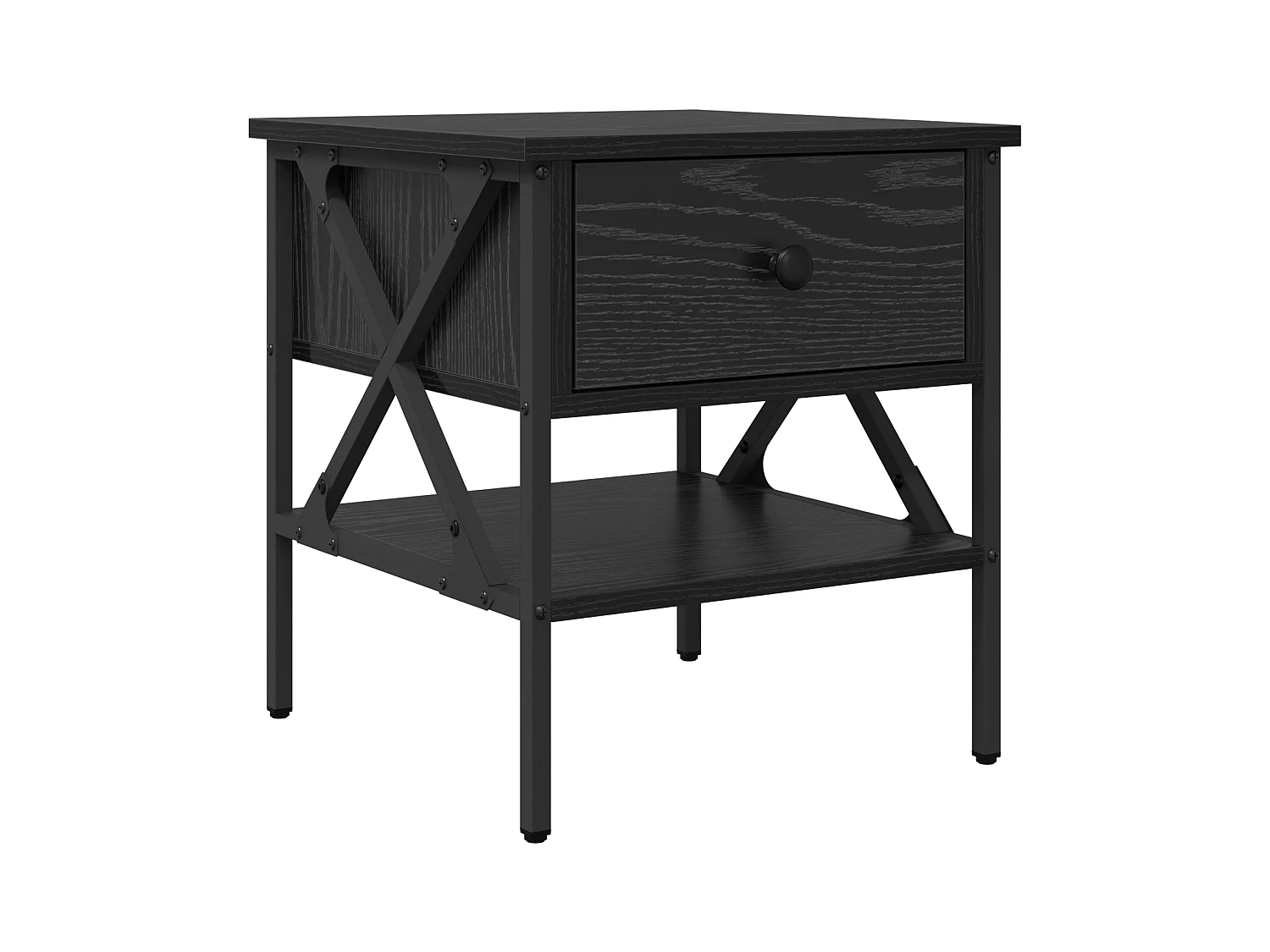 Nachtkastjes 2 stuks Zwarte Eiken 40x42x45 cm Bewerkt hout