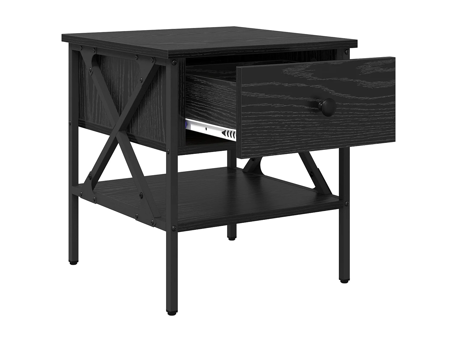 Nachtkastjes 2 stuks Zwarte Eiken 40x42x45 cm Bewerkt hout