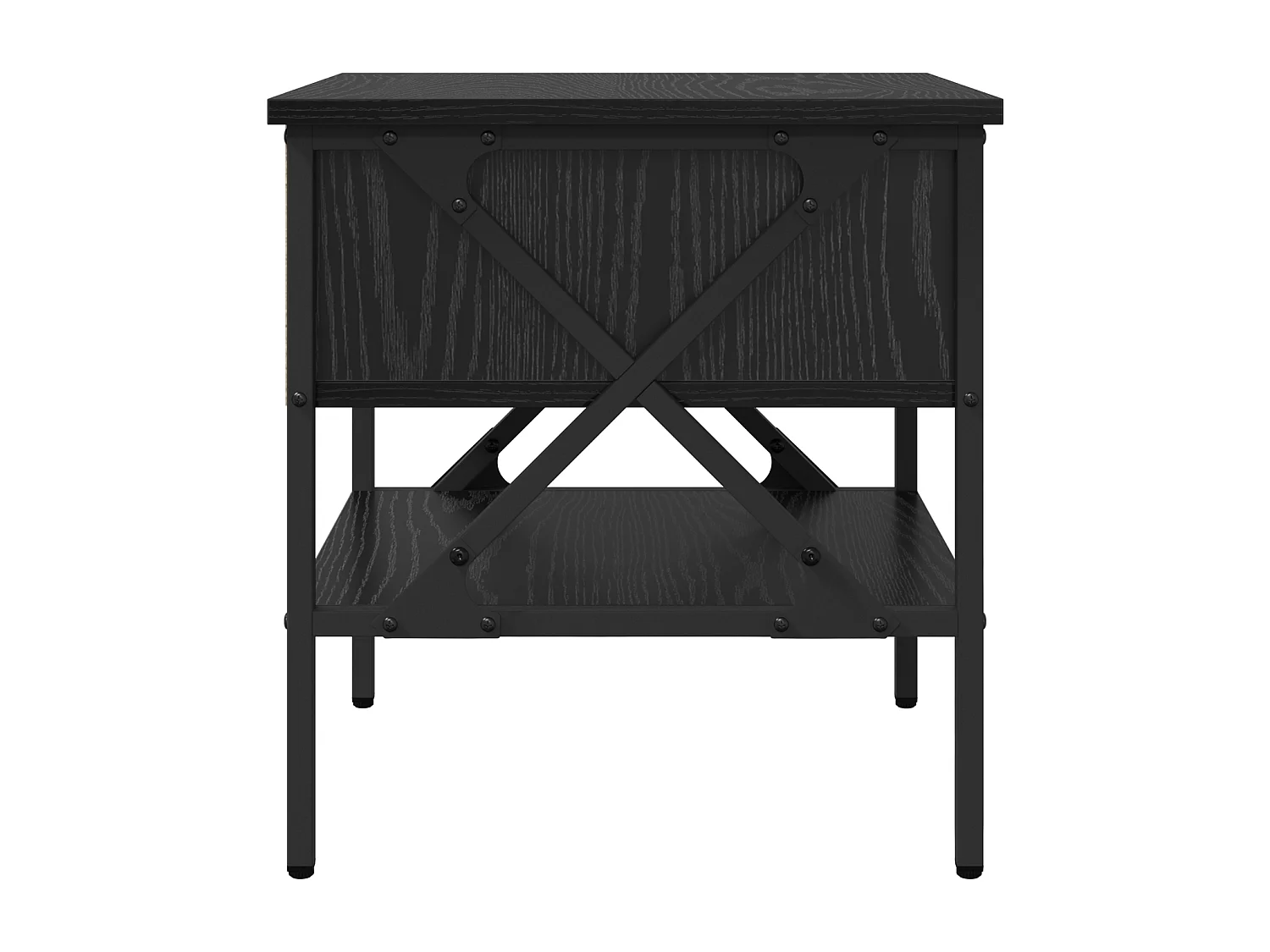 Nachtkastjes 2 stuks Zwarte Eiken 40x42x45 cm Bewerkt hout