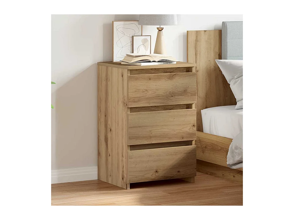 Table de chevet chêne artisanal 40x35x62,5 cm bois d'ingénierie